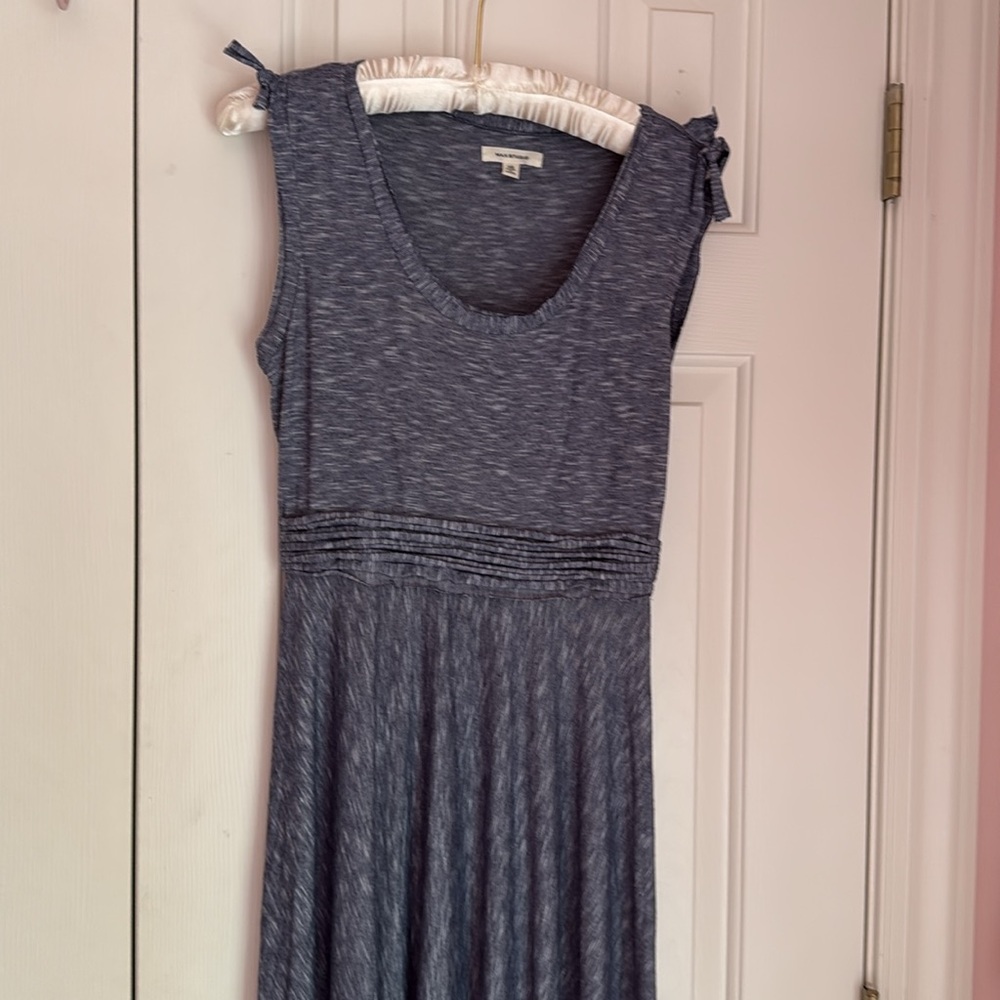🦋Max Studio jersey tank maxi dress bows blue and white heather size extra small